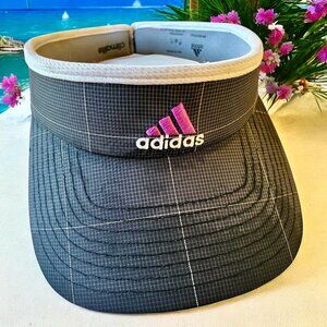 Adidas Sun Visor Hat CLIMALITE Gray Embroidered Logo CLAMP ARMS Unisex